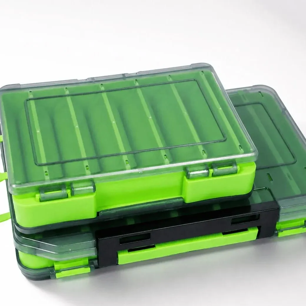 Cajas de señuelos de doble cara apiladas, color verde