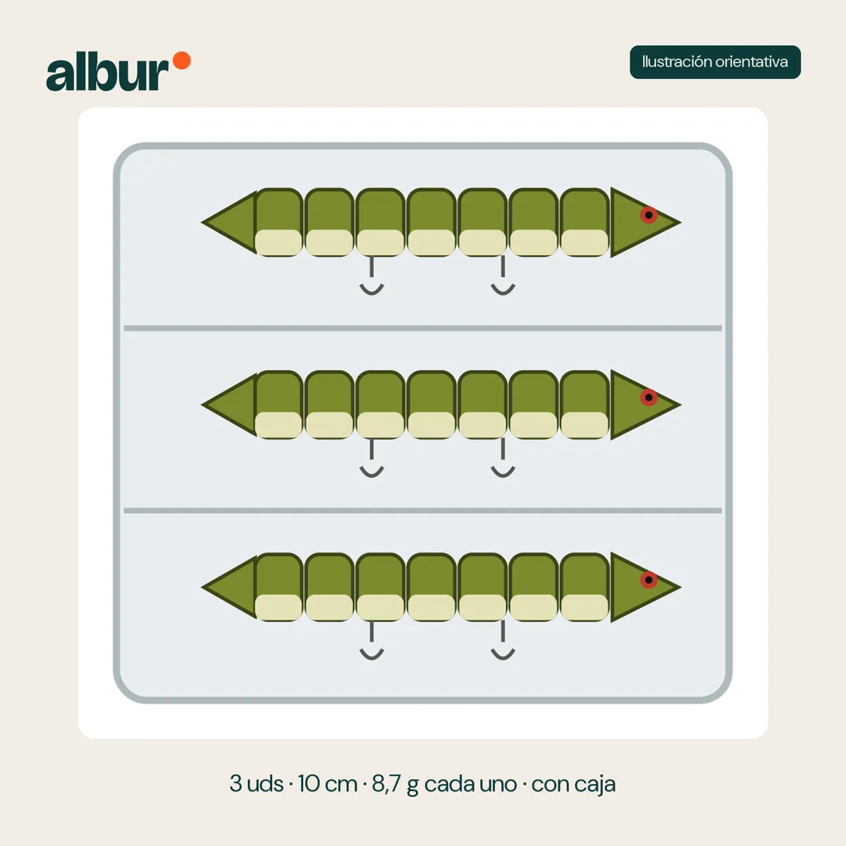 Crankbaits 10 cm 8,7 g, pack de 3 con caja (ilustración orientativa)